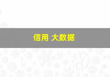 信用 大数据